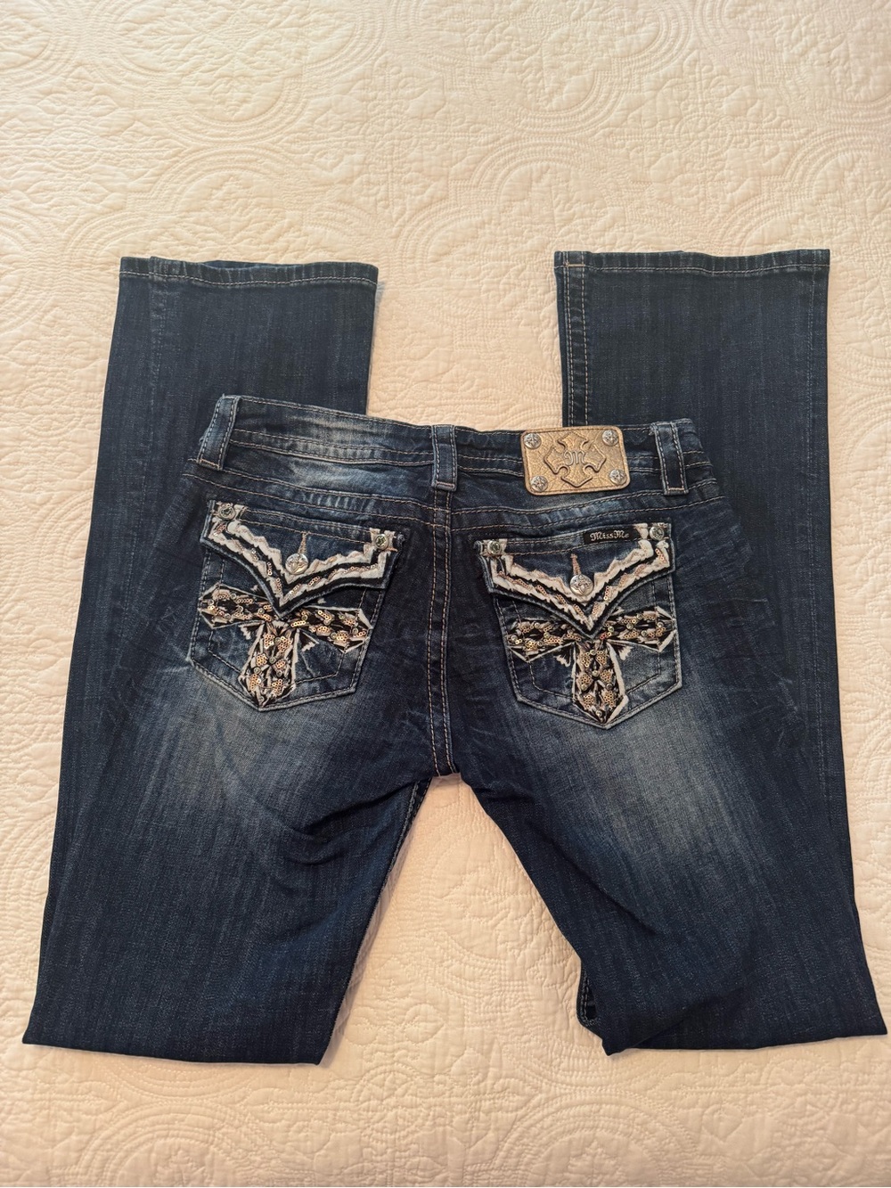 Miss Me Dark Indigo Boot Cut Jeans with Embroidered Back Pockets